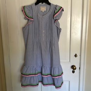 Sail to Sable Seesucker dress with ric rac trim